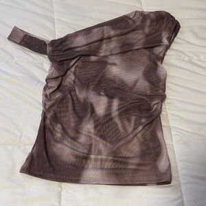 Brown One-Shoulder Top